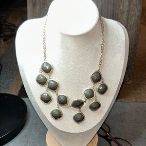 Gray Modern Necklace with Asymmetrical Square Pendants
